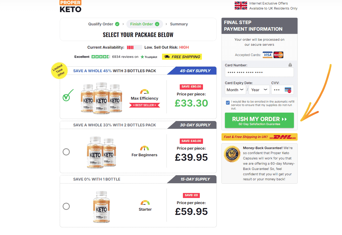 Proper Keto Capsules Order Page